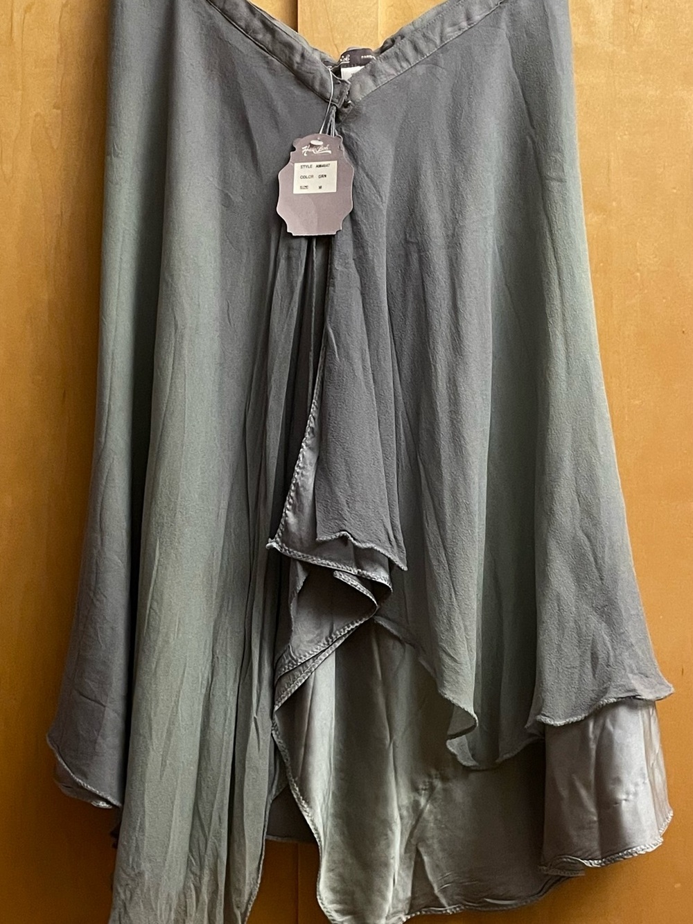 Hale Bob silk Asymmetrical Layered Green Skirt
